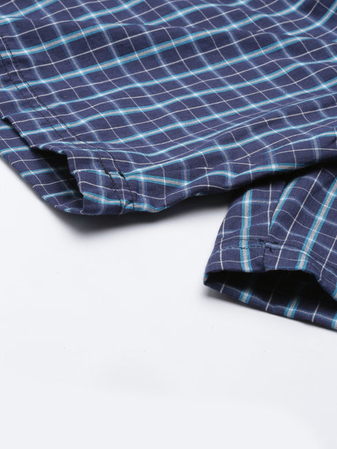 Navy Blue Checks Lounge Short